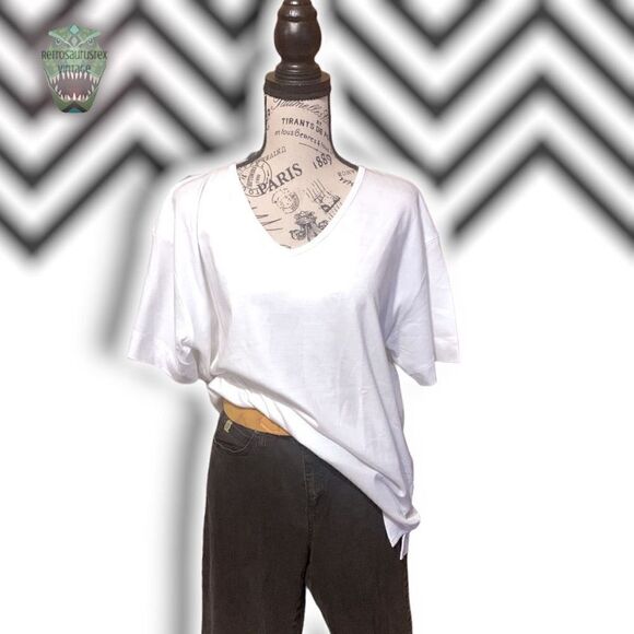 VINTAGE Totally 80’s Oversized Classic Plain White Tee, Erika & Co. Brand New, L - Picture 4 of 6
